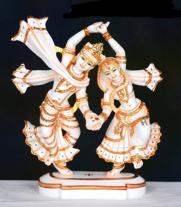 New Arrival from HH,MARBLE FINISH DANCING RADHA KRISHNA STATUE -PUNE001RKDS