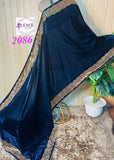 TEAL BLUE DESIGNER VELVET DUPATTA WITH HEAVY STONE WORK FOR WOMEN -ANKI001VDT