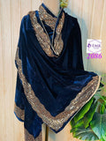 TEAL BLUE DESIGNER VELVET DUPATTA WITH HEAVY STONE WORK FOR WOMEN -ANKI001VDT