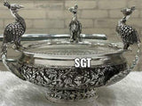 MAYURA SREE, ANTIQUE FINISH GERMAN SIVER DESIGNER PEACOCK URLI -SN001PU