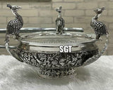 MAYURA SREE, ANTIQUE FINISH GERMAN SIVER DESIGNER PEACOCK URLI -SN001PU