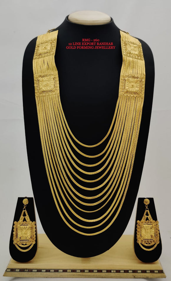 ZOYA, 12 LAYERED GOLD FORMING LONG NECKLACE  SET / RANI HAAR FOR WOMEN -LUX001RHZ