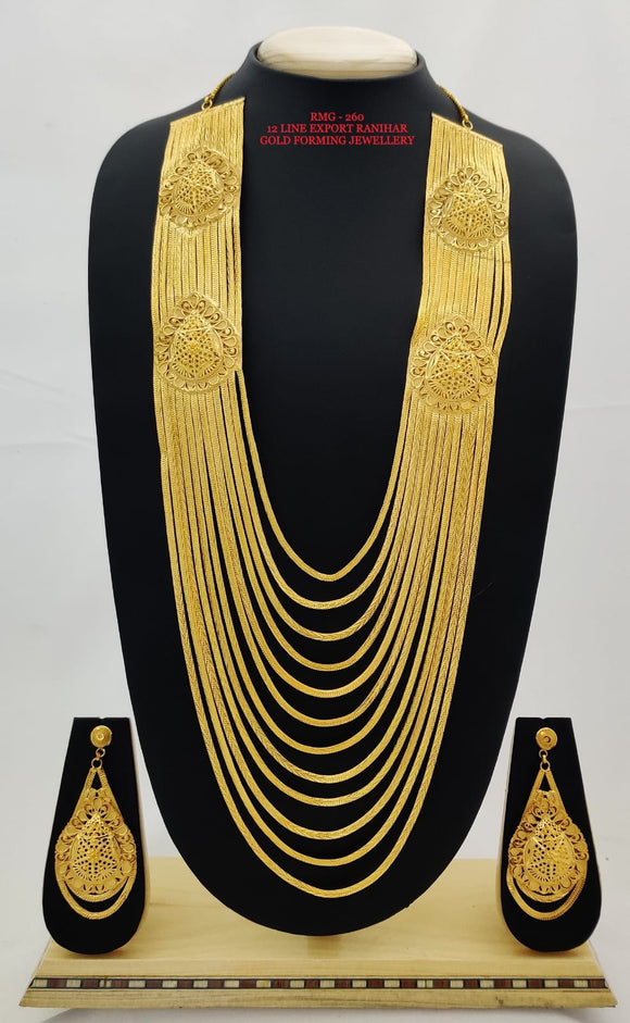 WAFA, 12 LAYERED GOLD FORMING LONG NECKLACE  SET / RANI HAAR FOR WOMEN -LUX001RHW