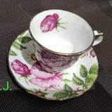 PINK ROSE DESIGN CUP AND SAUCERS -SKD001CS