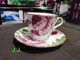 PINK ROSE DESIGN CUP AND SAUCERS -SKD001CS