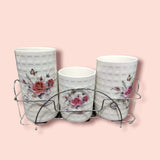 Cutlery Holder , Material Ceramic Set of 3 Jars with Stand-SKD001CHC