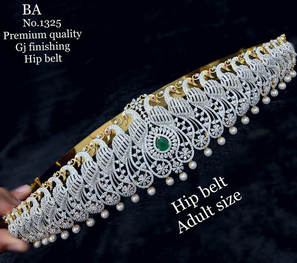 PRAYAGA, PREMIUM QUALITY GOLD FINISH AMERICAN DIAMOND BRIDAL HIPBLET FOR WOMEN -LR001BHB