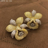 GOLD GRACY , ELEGANT STONE STUDDED DESIGNER EARRINGS FOR WOMEN -SANDY001ECGL
