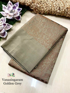 GOLDEN GREY COLOR ,Vanasingaram Kanchi Bridal Tissue Saree-RG001GG