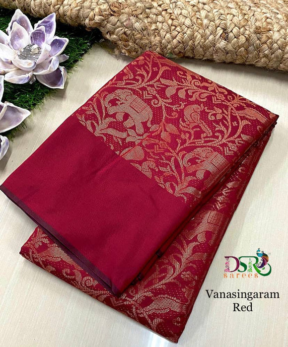 RED COLOR ,Vanasingaram Kanchi Bridal Tissue Saree-RG001R