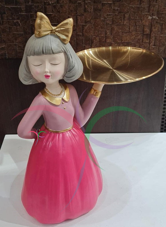 Creative Bow Girl With Platter Plate-MK001G