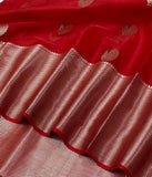 SUNEHRI  ,  AUTHENTIC ORIGINAL ELEGANT RED KATAN SILK SAREE FOR WOMEN -SA001RKSS