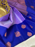 Blue Kanchipuram pure silk handloom Saree with 2 gram pure jari-PBKSSDS001