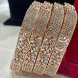 WAHIDA, ELEGANT ROSE GOLD STONE STUDDED BANGLES SET FOR WOMEN -MOE001BS