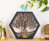 Pure brass Ganpati statue in the wooden Hexagon frame-PANI001HXG