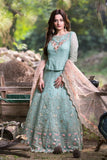 PALE BLUE TABBY TOP HEAVY SHARARA AND ORGANZA DUPATTA MATERIAL FOR WOMEN -FASG001BS
