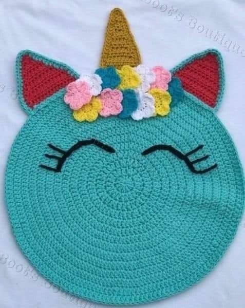 UNICORN KIDS FAVORITE CHARECTER CROCHET BEDSIDE RUNNER / SOFA SIDE RUNNER-ANUB001PU