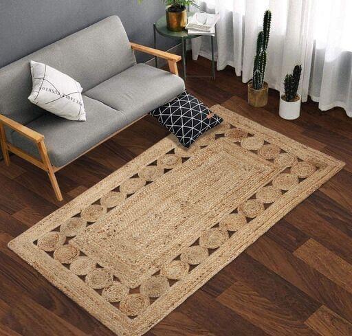 Jute Rug, Natural Fibre Braided Reversible Carpet for Bedroom Living Room Dining Room Carpet -JC 2X4 FEETJR