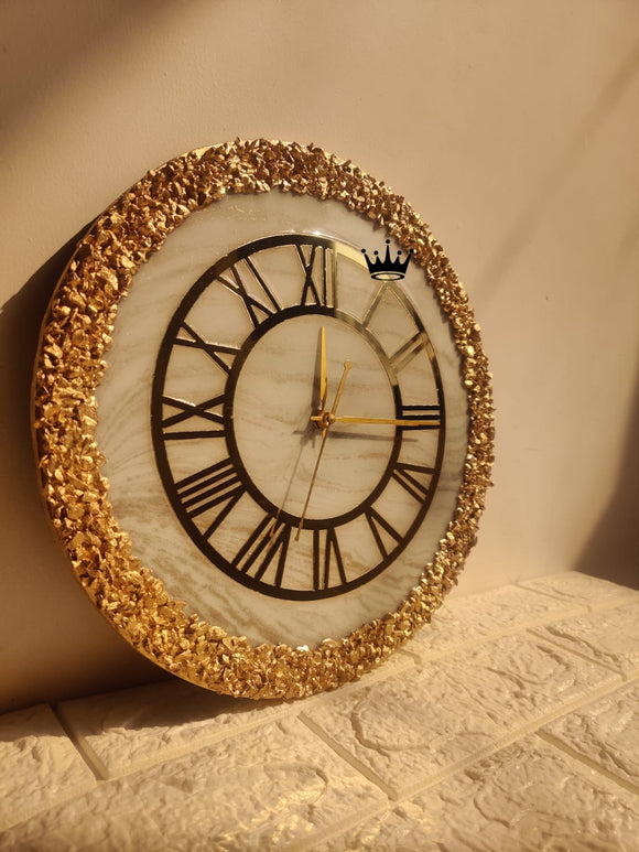 Eye Catching Golden Resin Crystal Clock -MK001RC