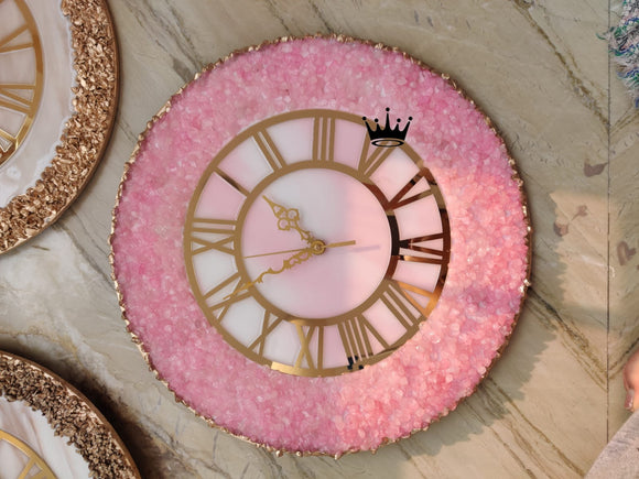 Eye Catching Pink Resin Crystal Clock -MK001RCP