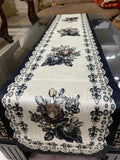 BLACK AND WHITE PRINTED VELVET TABLE RUNNER BY LOOMSMITH -PREET001VRBW