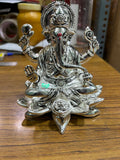 Pure silver coated Kamala Ganesh idol German Silver antique finish-SN001GI