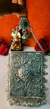 German silver saree Clutch/Waist Clip Ladies Purse/ Mobile Phone holder-MOE001GSH
