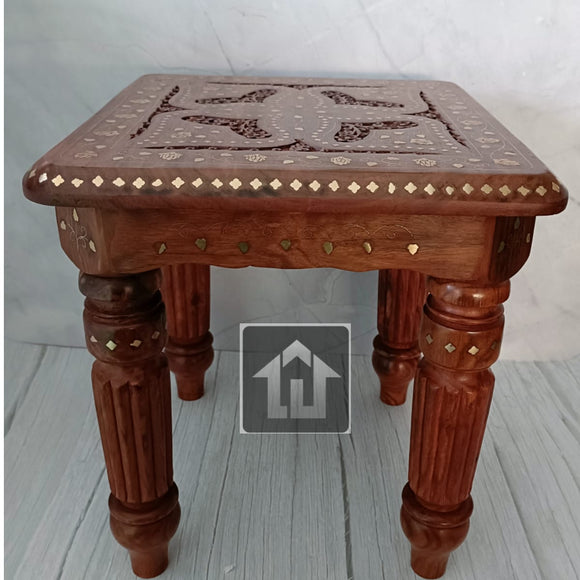 Handicrafts Premium quality Chowki Or Bajot  with Double Set of Different Length Legs-SKD001B