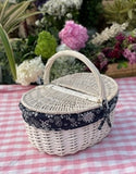 BLACK AND WHITE WILLOW PICNIC BASKET WITHOUT CUTLERY-GANU001PBBW