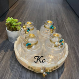 REVOLVING  BLUE BROOCH  POP JAR TABLE DINING TABLE ORGANIZER-ANUB001DTOB