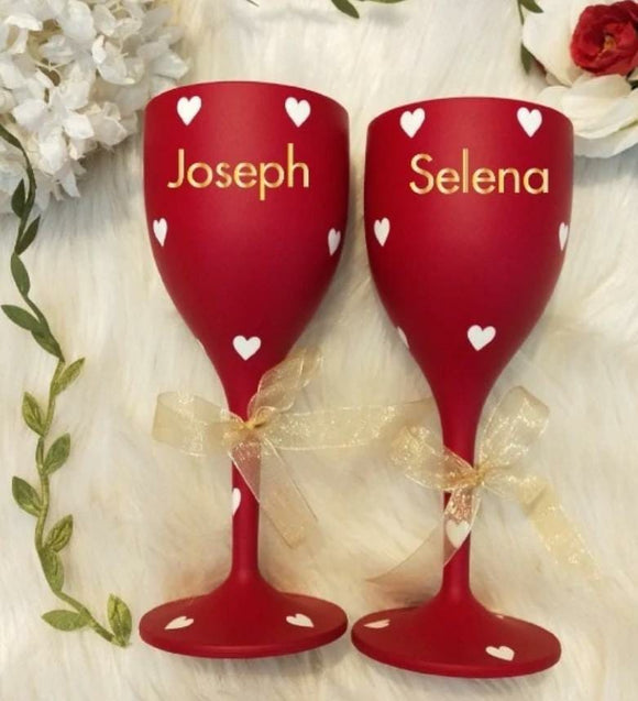 Valentine love In  Customized Name Printed Unbreakable Wine glasses-ANUB001VRH