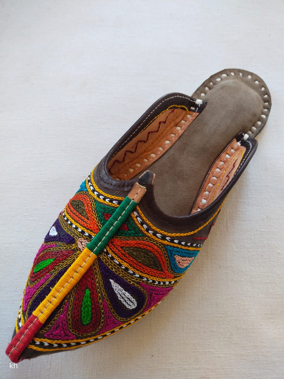 Exclusive Handmade Embroidered  Leather Rajasthani Juttis for Ladies-JC001LJM