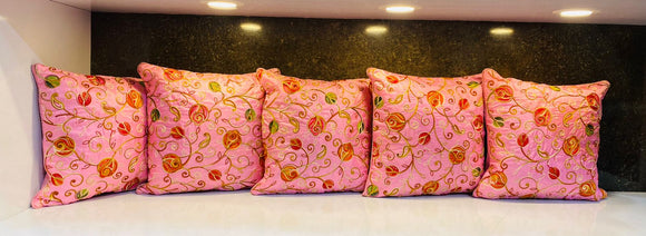 PINK Beautiful Thread Work Designer Cushions Cover Set-PREET001CCP