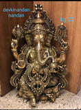 VIGNHARTA, ELEGANT DESIGNER BRASS STATUE OF LORD GANESHA-DN001G