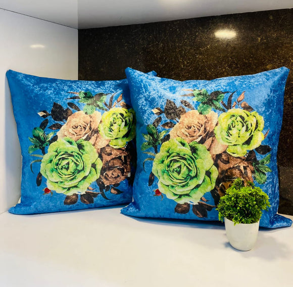 Florence ,Floral Design  Set of 5  Velvet Cushion Covers-PREET001B15