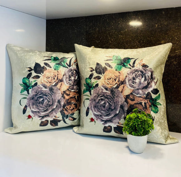 Florence ,Floral Design  Set of 5  Velvet Cushion Covers-PREET001B11