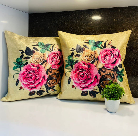 Florence ,Floral Design  Set of 5  Velvet Cushion Covers-PREET001B12