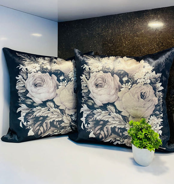 Florence ,Floral Design  Set of 5  Velvet Cushion Covers-PREET001B6