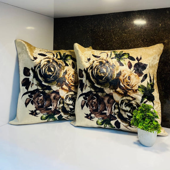 Florence ,Floral Design  Set of 5  Velvet Cushion Covers-PREET001B5