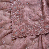 NEW TRENDING  PINK SEQUINS  EMBROIDERED WORK SAREE ON ORGANZA WITH HEAVY WORK BLOUSE-FASH001PK