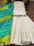 KARIGARI-By DKH K206 Premium cotton super flair anarkali with lining inside in beautiful schiffli pattern with mirror work-SANWA001K