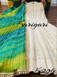 KARIGARI-By DKH K206 Premium cotton super flair anarkali with lining inside in beautiful schiffli pattern with mirror work-SANWA001K