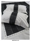 Casement Cotton Bedsheet with Hakkoba Centre Patch and Crochet Lace with Two Pillow Covers -KIA001AIBW