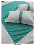 Casement Cotton Bedsheet with Hakkoba Centre Patch and Crochet Lace with Two Pillow Covers -KIA001AIABW