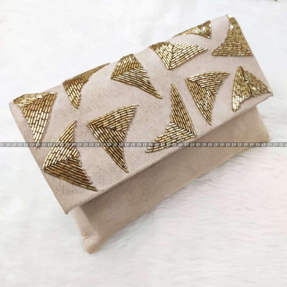 Nubuck Leather Handwork Clutch with Sling for women -JC001NBL5