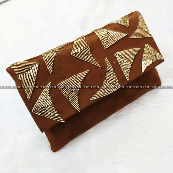 Nubuck Leather Handwork Clutch with Sling for women -JC001NBL3
