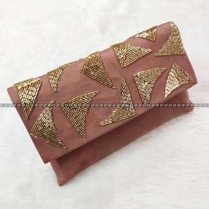 Nubuck Leather Handwork Clutch with Sling for women -JC001NBL2