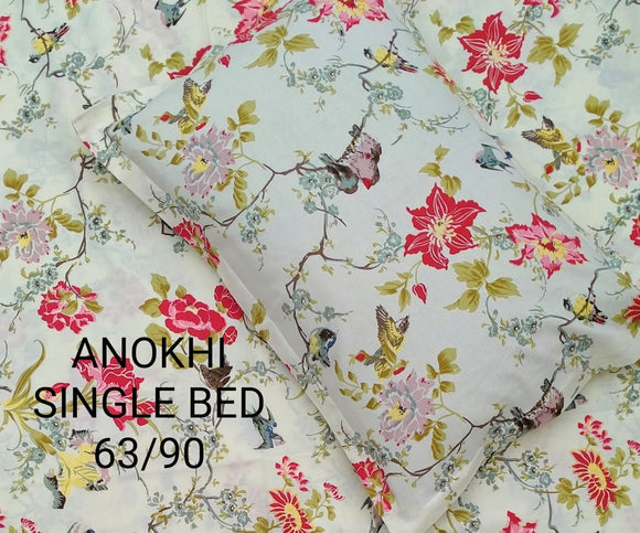 ANOKHI , FLORAL PATTERN SINGLE BED SHEET WITH 1 PILLOW COVER -PRIYA001SD