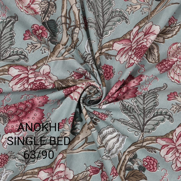 ANOKHI , FLORAL PATTERN SINGLE BED SHEET WITH 1 PILLOW COVER -PRIYA001SC