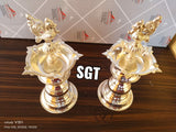 SHRADDHA, PAIR OF 2 GERMAN SILVER PEACOCK LAMPS-SN001S